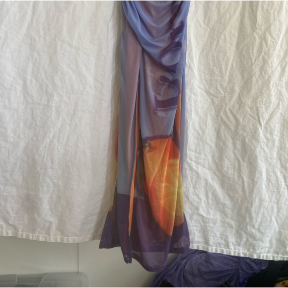 Silence + Noise Purple and Orange Halter Midi Dress Size XS NEW - Picture 9 of 16